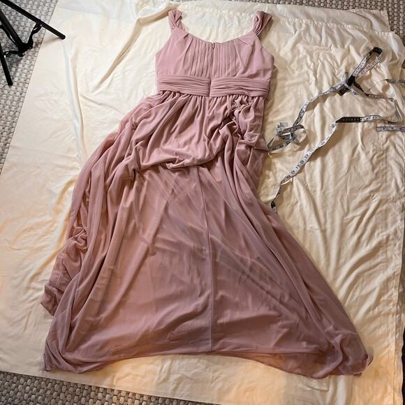 Azazie Pink Melanie Empire Formal Bridesmaid Maxi Floor Length Dress Wmns 12 - Picture 9 of 16